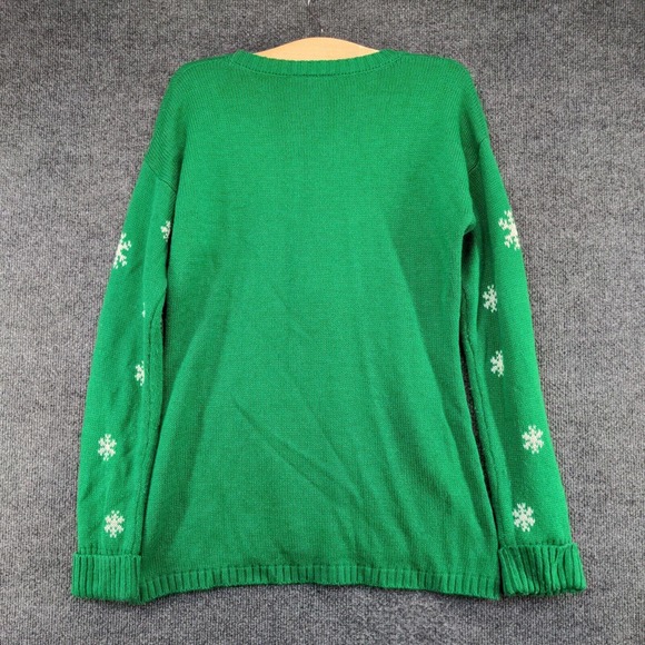 Allison Brittney Women's Sweater Green Size M Knit Penguin Winter Christmas - Picture 2 of 12